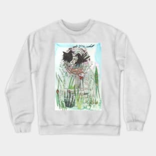 Nesting Crows in summer time, birds in their nest Crewneck Sweatshirt